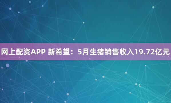 网上配资APP 新希望：5月生猪销售收入19.72亿元